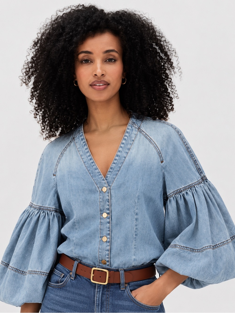 Zimmermann Illuminate Denim Blouse L
